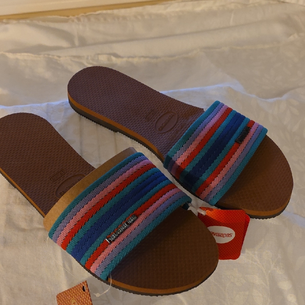 Havaianas Women's Striped Slide Sandals - Multi-color (NWT)